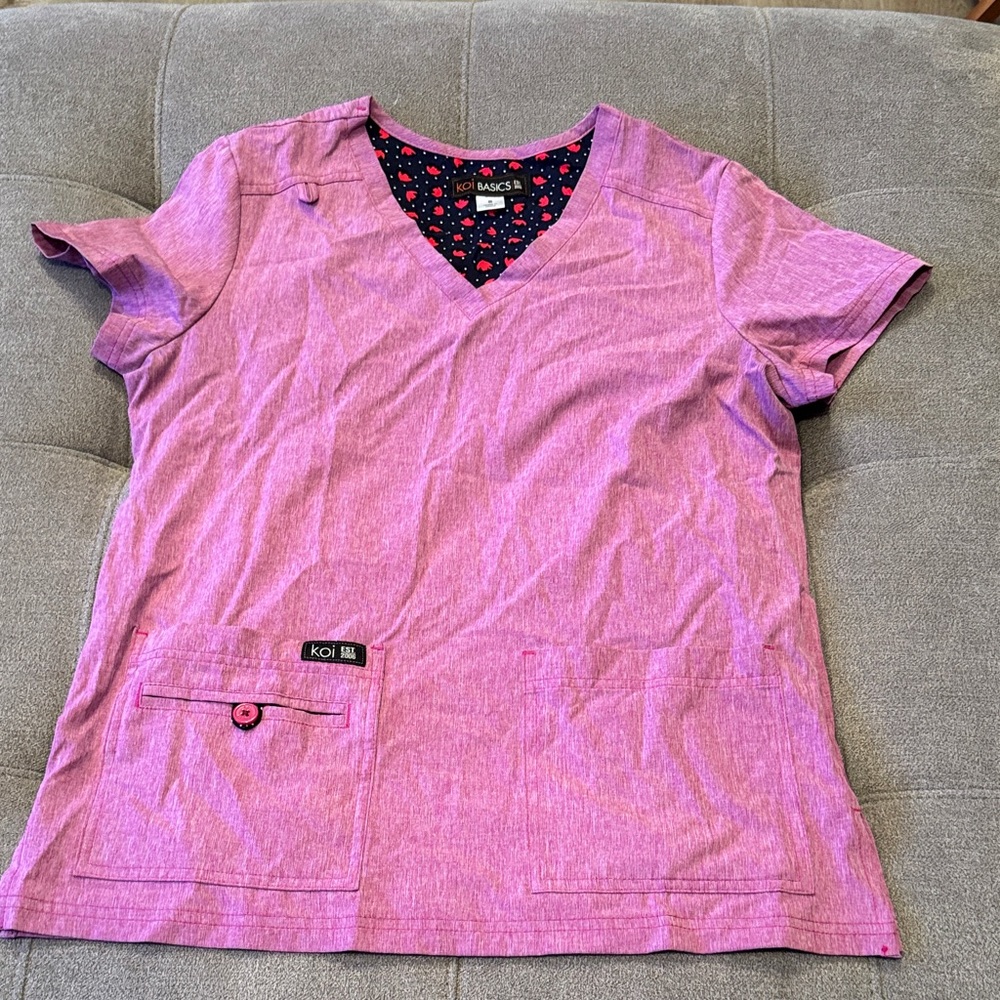 Koi basics V-Neck Pink hospital scrub top
